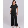 image:imageANRABESS Women 2 Piece Lounge Sets Summer Travel Sweat Outfits Short Sleeve Wide Leg Casual Matching Tracksuits ClothesBlack