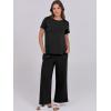 image:imageANRABESS Women 2 Piece Lounge Sets Summer Travel Sweat Outfits Short Sleeve Wide Leg Casual Matching Tracksuits ClothesBlack