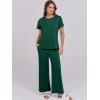 image:imageANRABESS Women 2 Piece Lounge Sets Summer Travel Sweat Outfits Short Sleeve Wide Leg Casual Matching Tracksuits ClothesDeep Green