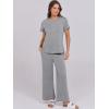 image:imageANRABESS Women 2 Piece Lounge Sets Summer Travel Sweat Outfits Short Sleeve Wide Leg Casual Matching Tracksuits ClothesGrey