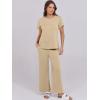 image:imageANRABESS Women 2 Piece Lounge Sets Summer Travel Sweat Outfits Short Sleeve Wide Leg Casual Matching Tracksuits ClothesKhaki