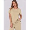 image:imageANRABESS Women 2 Piece Lounge Sets Summer Travel Sweat Outfits Short Sleeve Wide Leg Casual Matching Tracksuits ClothesKhaki