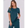image:imageANRABESS Women 2 Piece Lounge Sets Summer Travel Sweat Outfits Short Sleeve Wide Leg Casual Matching Tracksuits ClothesLake Green