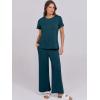 image:imageANRABESS Women 2 Piece Lounge Sets Summer Travel Sweat Outfits Short Sleeve Wide Leg Casual Matching Tracksuits ClothesLake Green