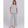 image:imageANRABESS Women 2 Piece Lounge Sets Summer Travel Sweat Outfits Short Sleeve Wide Leg Casual Matching Tracksuits ClothesLight Grey