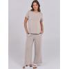 image:imageANRABESS Women 2 Piece Lounge Sets Summer Travel Sweat Outfits Short Sleeve Wide Leg Casual Matching Tracksuits ClothesLight Khaki