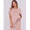 image:imageANRABESS Women 2 Piece Lounge Sets Summer Travel Sweat Outfits Short Sleeve Wide Leg Casual Matching Tracksuits ClothesLight Pink
