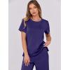 image:imageANRABESS Women 2 Piece Lounge Sets Summer Travel Sweat Outfits Short Sleeve Wide Leg Casual Matching Tracksuits ClothesNavy Blue