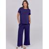 image:imageANRABESS Women 2 Piece Lounge Sets Summer Travel Sweat Outfits Short Sleeve Wide Leg Casual Matching Tracksuits ClothesNavy Blue