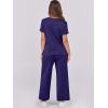 image:imageANRABESS Women 2 Piece Lounge Sets Summer Travel Sweat Outfits Short Sleeve Wide Leg Casual Matching Tracksuits ClothesNavy Blue
