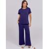 image:imageANRABESS Women 2 Piece Lounge Sets Summer Travel Sweat Outfits Short Sleeve Wide Leg Casual Matching Tracksuits ClothesNavy Blue