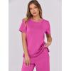 image:imageANRABESS Women 2 Piece Lounge Sets Summer Travel Sweat Outfits Short Sleeve Wide Leg Casual Matching Tracksuits ClothesRose Red