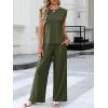 image:imageANRABESS Women 2 Piece Outfits Tank Top amp Palazzo Pants 2026 Summer Lounge Matching Sets Travel Vacation Beach ClothingDark Green