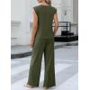 image:imageANRABESS Women 2 Piece Outfits Tank Top amp Palazzo Pants 2026 Summer Lounge Matching Sets Travel Vacation Beach ClothingDark Green