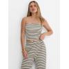 image:imageANRABESS Women 2 Piece Sets Summer Striped Outfits Matching Tube Top Wide Leg Lounge Pants 2026 Travel Beach Vacation ClothesBeige Black Stripe