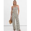 image:imageANRABESS Women 2 Piece Sets Summer Striped Outfits Matching Tube Top Wide Leg Lounge Pants 2026 Travel Beach Vacation ClothesBeige Black Stripe