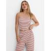 image:imageANRABESS Women 2 Piece Sets Summer Striped Outfits Matching Tube Top Wide Leg Lounge Pants 2026 Travel Beach Vacation ClothesBeige Red Stripe