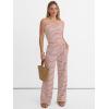 image:imageANRABESS Women 2 Piece Sets Summer Striped Outfits Matching Tube Top Wide Leg Lounge Pants 2026 Travel Beach Vacation ClothesBeige Red Stripe