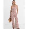 image:imageANRABESS Women 2 Piece Sets Summer Striped Outfits Matching Tube Top Wide Leg Lounge Pants 2026 Travel Beach Vacation ClothesBeige Red Stripe