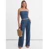 image:imageANRABESS Women 2 Piece Sets Summer Striped Outfits Matching Tube Top Wide Leg Lounge Pants 2026 Travel Beach Vacation ClothesBlue Green Stripe