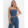image:imageANRABESS Women 2 Piece Sets Summer Striped Outfits Matching Tube Top Wide Leg Lounge Pants 2026 Travel Beach Vacation ClothesBlue Green Stripe