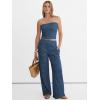 image:imageANRABESS Women 2 Piece Sets Summer Striped Outfits Matching Tube Top Wide Leg Lounge Pants 2026 Travel Beach Vacation ClothesBlue Green Stripe