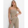 image:imageANRABESS Women 2 Piece Sets Summer Striped Outfits Matching Tube Top Wide Leg Lounge Pants 2026 Travel Beach Vacation ClothesBrown White Stripe