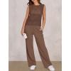 image:imageANRABESS Women 2 Piece Summer Outfits 2026 Crochet Sweater Vest Wide Leg Pants Lounge Matching Sets Travel Vacation ClothesBrown