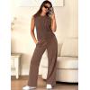 image:imageANRABESS Women 2 Piece Summer Outfits 2026 Crochet Sweater Vest Wide Leg Pants Lounge Matching Sets Travel Vacation ClothesBrown