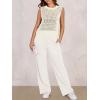 image:imageANRABESS Women 2 Piece Summer Outfits 2026 Crochet Sweater Vest Wide Leg Pants Lounge Matching Sets Travel Vacation ClothesCreamy White