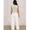 image:imageANRABESS Women 2 Piece Summer Outfits 2026 Crochet Sweater Vest Wide Leg Pants Lounge Matching Sets Travel Vacation ClothesCreamy White