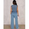 image:imageANRABESS Women 2 Piece Summer Outfits 2026 Crochet Sweater Vest Wide Leg Pants Lounge Matching Sets Travel Vacation ClothesDusty Blue