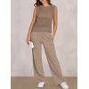 image:imageANRABESS Women 2 Piece Summer Outfits 2026 Crochet Sweater Vest Wide Leg Pants Lounge Matching Sets Travel Vacation ClothesLight Brown