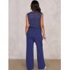image:imageANRABESS Women 2 Piece Summer Outfits 2026 Crochet Sweater Vest Wide Leg Pants Lounge Matching Sets Travel Vacation ClothesNavy Blue