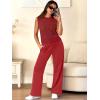 image:imageANRABESS Women 2 Piece Summer Outfits 2026 Crochet Sweater Vest Wide Leg Pants Lounge Matching Sets Travel Vacation ClothesRed