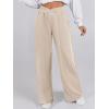 image:imageANRABESS Women Asymmetric High Waist Wide Straight Leg Sweatpants with Pockets 2024 Fall Trendy Sweat Jogger PantsAlmond