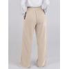 image:imageANRABESS Women Asymmetric High Waist Wide Straight Leg Sweatpants with Pockets 2024 Fall Trendy Sweat Jogger PantsAlmond