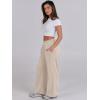 image:imageANRABESS Women Asymmetric High Waist Wide Straight Leg Sweatpants with Pockets 2024 Fall Trendy Sweat Jogger PantsAlmond