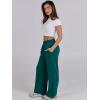 image:imageANRABESS Women Asymmetric High Waist Wide Straight Leg Sweatpants with Pockets 2024 Fall Trendy Sweat Jogger PantsGreen