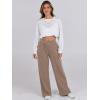 image:imageANRABESS Women Asymmetric High Waist Wide Straight Leg Sweatpants with Pockets 2024 Fall Trendy Sweat Jogger PantsLight Brown
