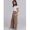 image:imageANRABESS Women Asymmetric High Waist Wide Straight Leg Sweatpants with Pockets 2024 Fall Trendy Sweat Jogger PantsLight Brown
