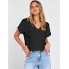 image:imageANRABESS Women Dressy Tops Short Sleeve Casual Blouses V Neck Lace Trim Summer Boho Shirts 2026 Spring Trendy ClothesBlack