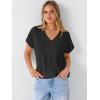 image:imageANRABESS Women Dressy Tops Short Sleeve Casual Blouses V Neck Lace Trim Summer Boho Shirts 2026 Spring Trendy ClothesBlack