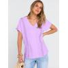 image:imageANRABESS Women Dressy Tops Short Sleeve Casual Blouses V Neck Lace Trim Summer Boho Shirts 2026 Spring Trendy ClothesLight Purple