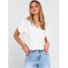 image:imageANRABESS Women Dressy Tops Short Sleeve Casual Blouses V Neck Lace Trim Summer Boho Shirts 2026 Spring Trendy ClothesWhite