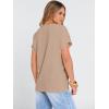 image:imageANRABESS Women Dressy Tops Short Sleeve Casual Blouses V Neck Lace Trim Summer Boho Shirts 2026 Spring Trendy ClothesYellow Khaki