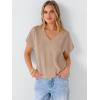 image:imageANRABESS Women Dressy Tops Short Sleeve Casual Blouses V Neck Lace Trim Summer Boho Shirts 2026 Spring Trendy ClothesYellow Khaki