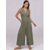 image:imageANRABESS Women Jumpsuits Sleeveless V Neck Elegant Dressy Casual Backless One Piece Pants Romper 2026 Summer OutfitsOlive