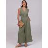 image:imageANRABESS Women Jumpsuits Sleeveless V Neck Elegant Dressy Casual Backless One Piece Pants Romper 2026 Summer OutfitsOlive