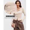 image:imageANRABESS Women Long Sleeve Button Down Shirts Ribbed Knit Slim Fitted Crop Tops 2026 Fall Y2K Dressy Casual Trendy OutfitsBeige